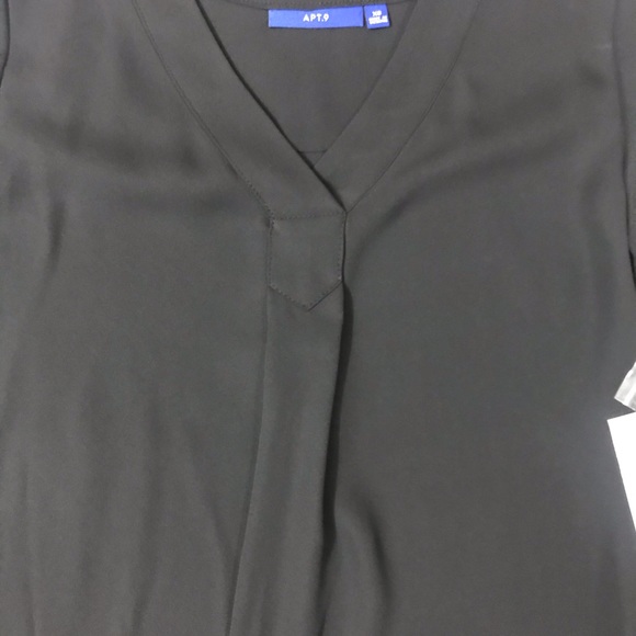 Apt. 9 Black V-Neck Blouse, New with Tags - Picture 5 of 7